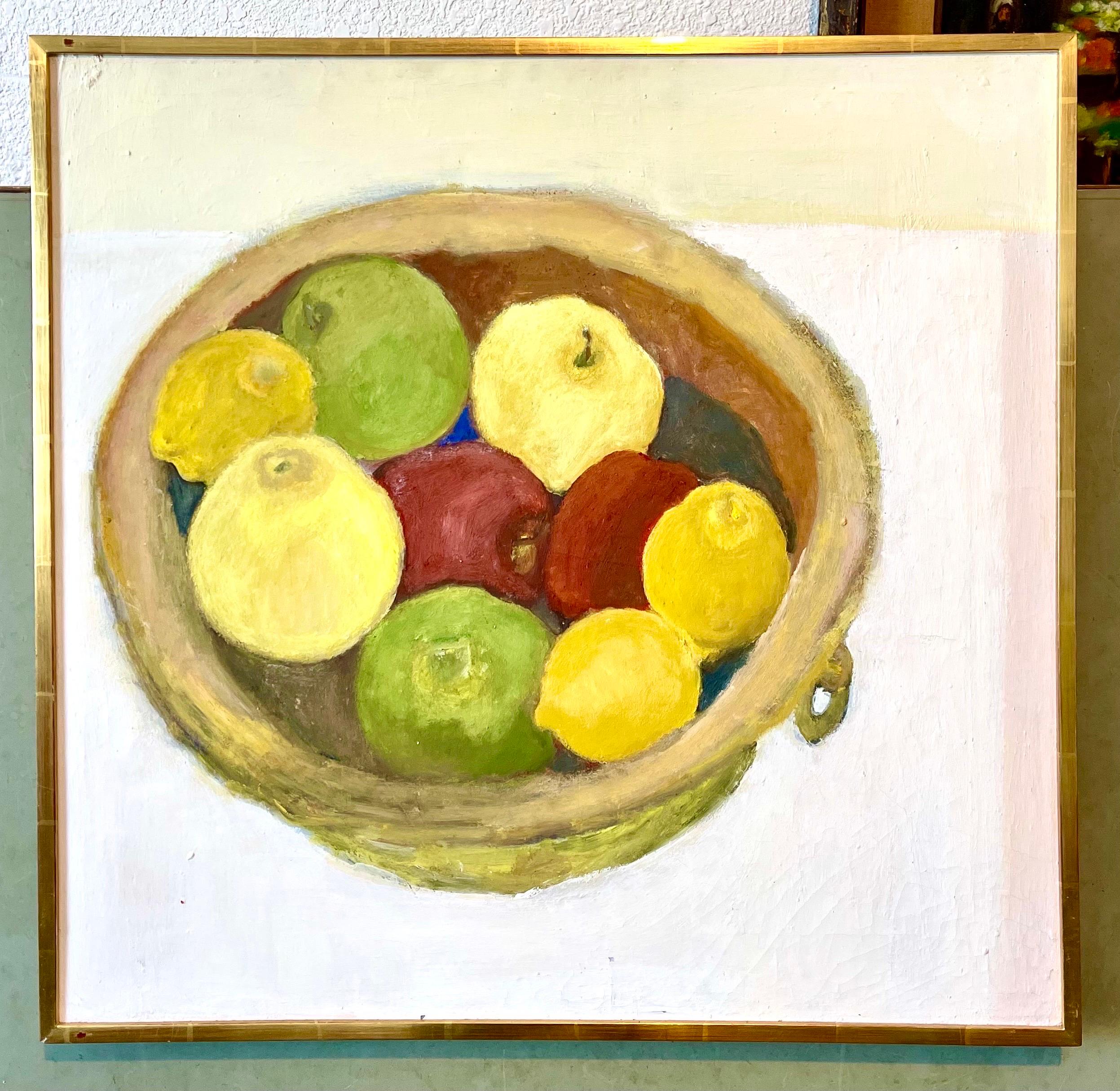 Apfel-Stillleben, Ölgemälde Betsy Podlach, amerikanische post feministische modernistische Kunst im Angebot 10