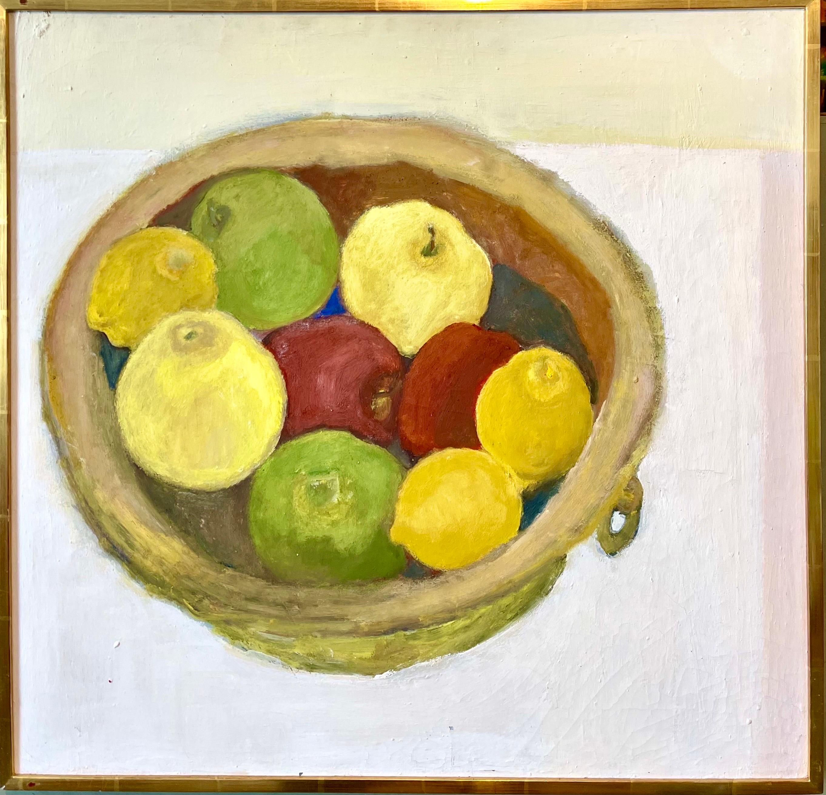 Apfel-Stillleben, Ölgemälde Betsy Podlach, amerikanische post feministische modernistische Kunst im Angebot 6