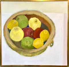 Apfel-Stillleben, Ölgemälde Betsy Podlach, amerikanische post feministische modernistische Kunst