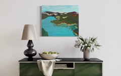 "Hudson River", Vibrant Contemporary Fauvist Landscape, River Mountain Painting
