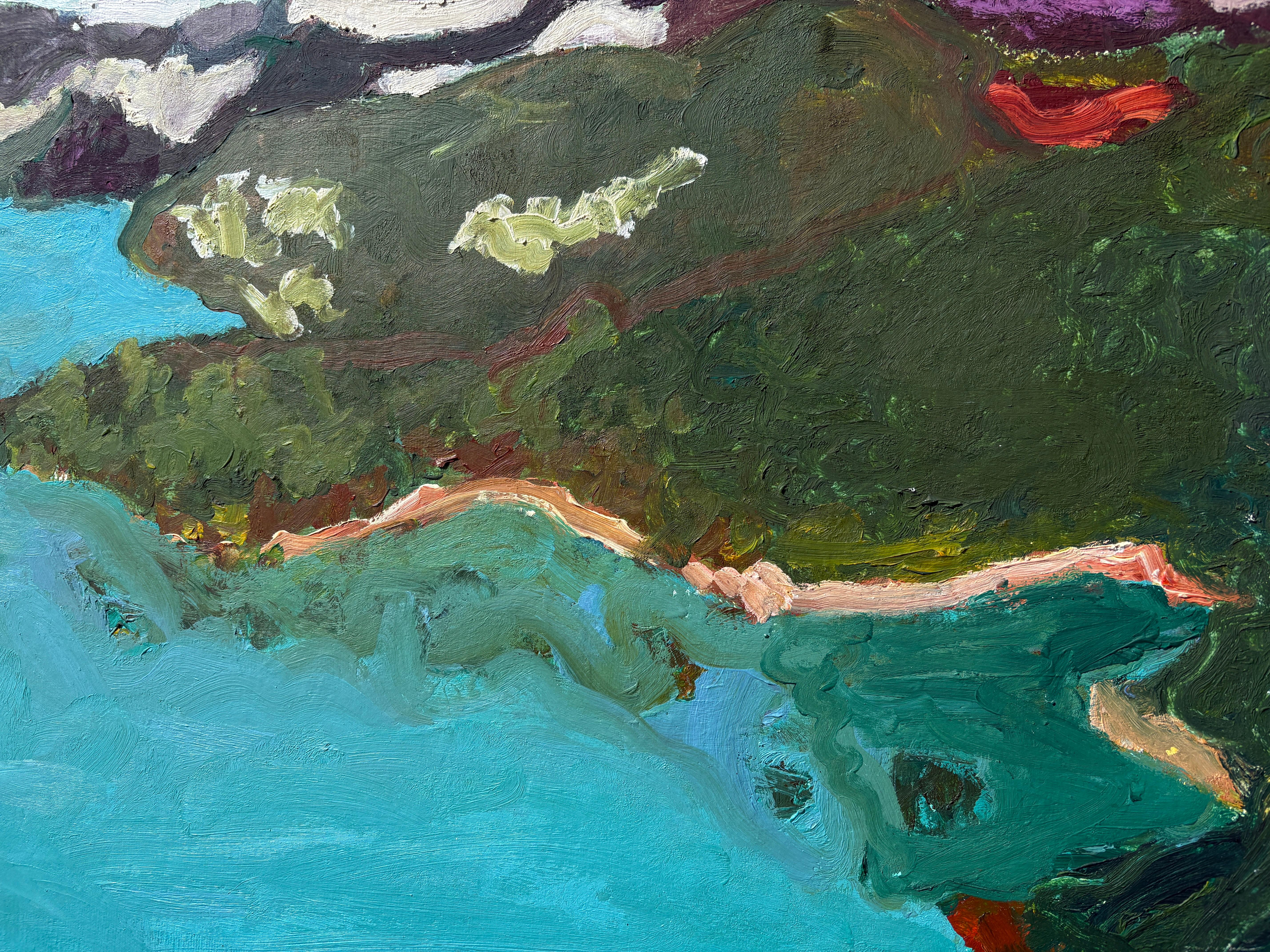 'Hudson River' by Betsy Podlach - Contemporary Fauvist Landscape River Painting For Sale 3
