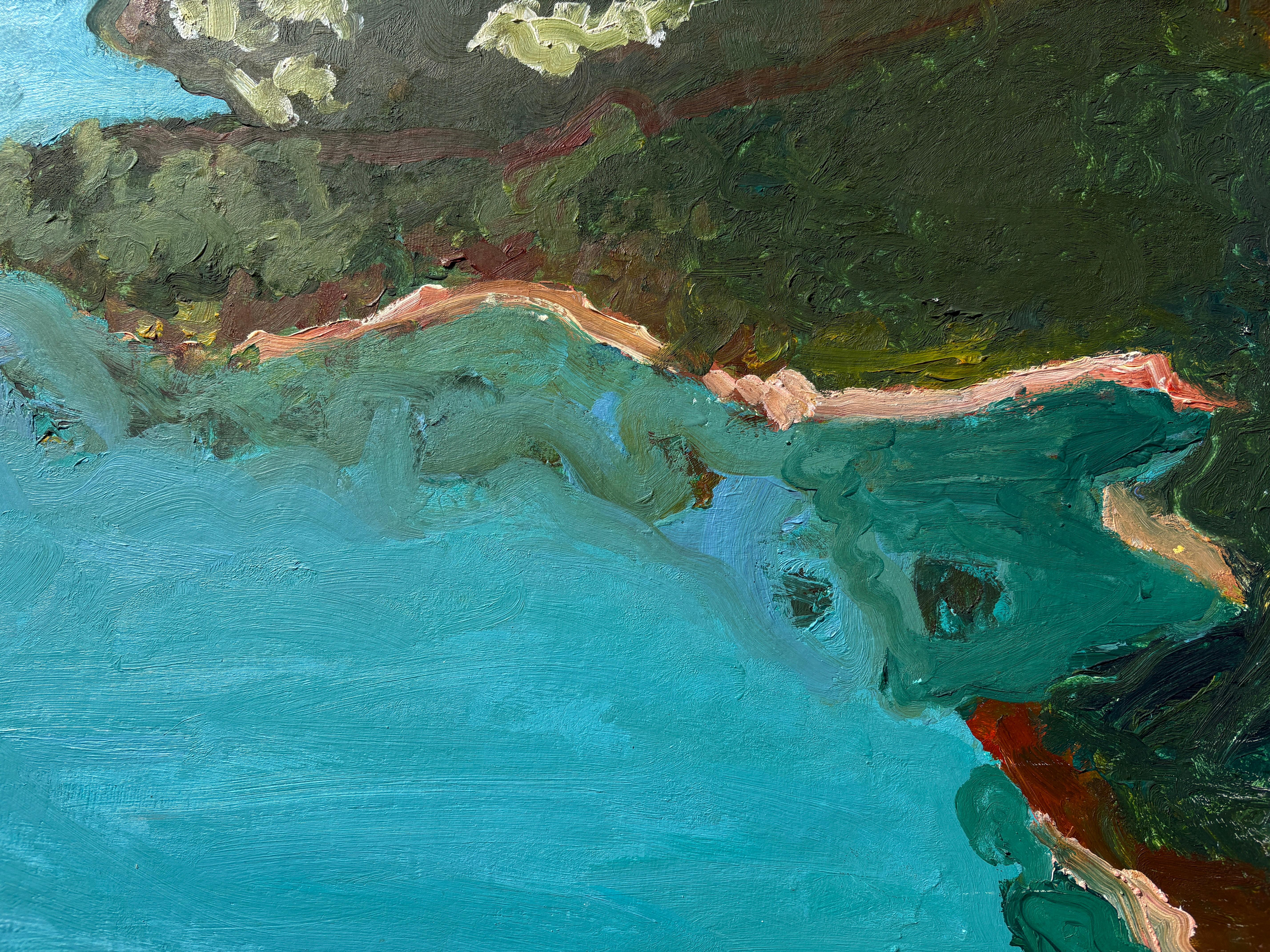 'Hudson River' by Betsy Podlach - Contemporary Fauvist Landscape River Painting For Sale 4