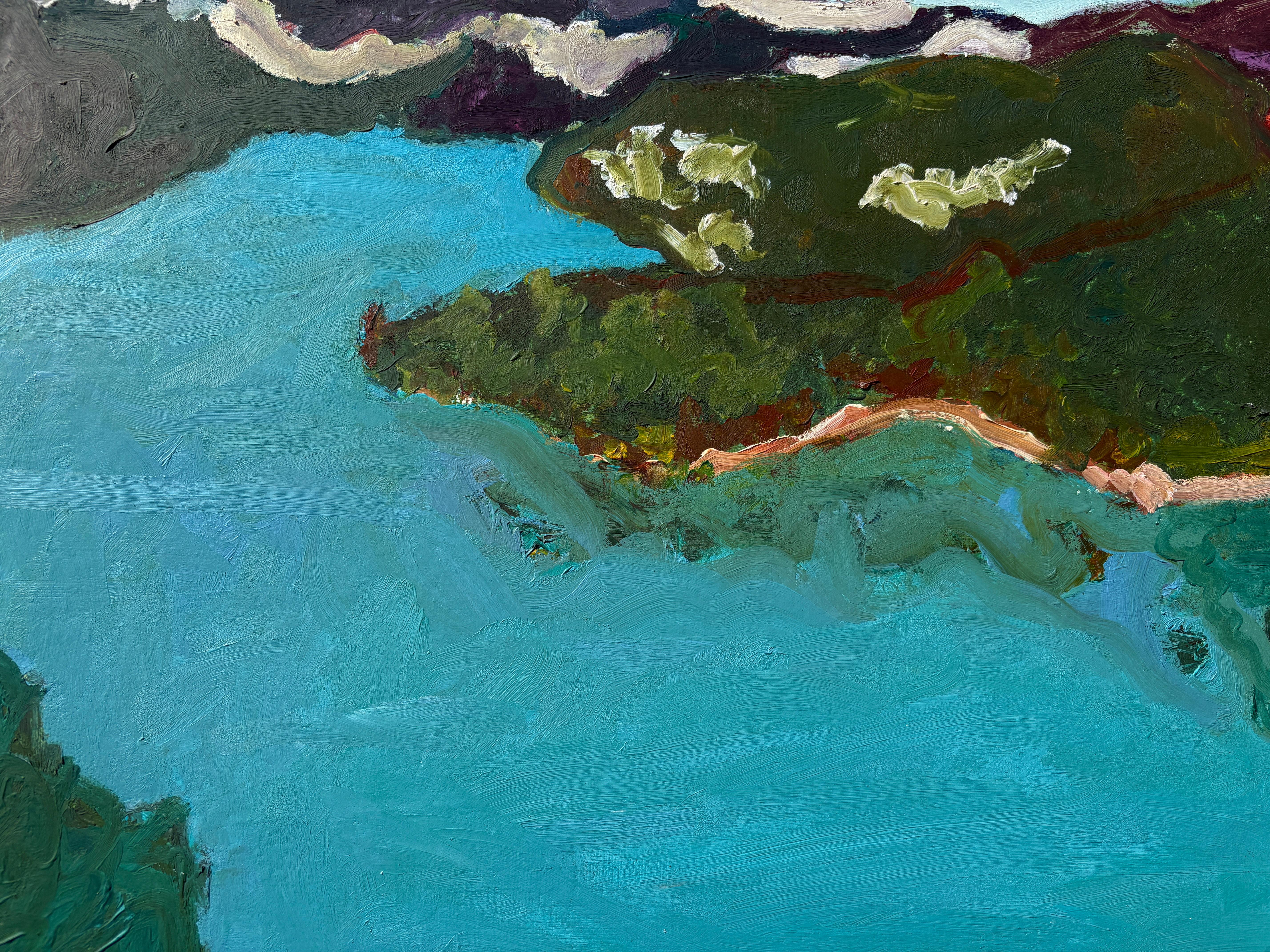 'Hudson River' by Betsy Podlach - Contemporary Fauvist Landscape River Painting For Sale 5