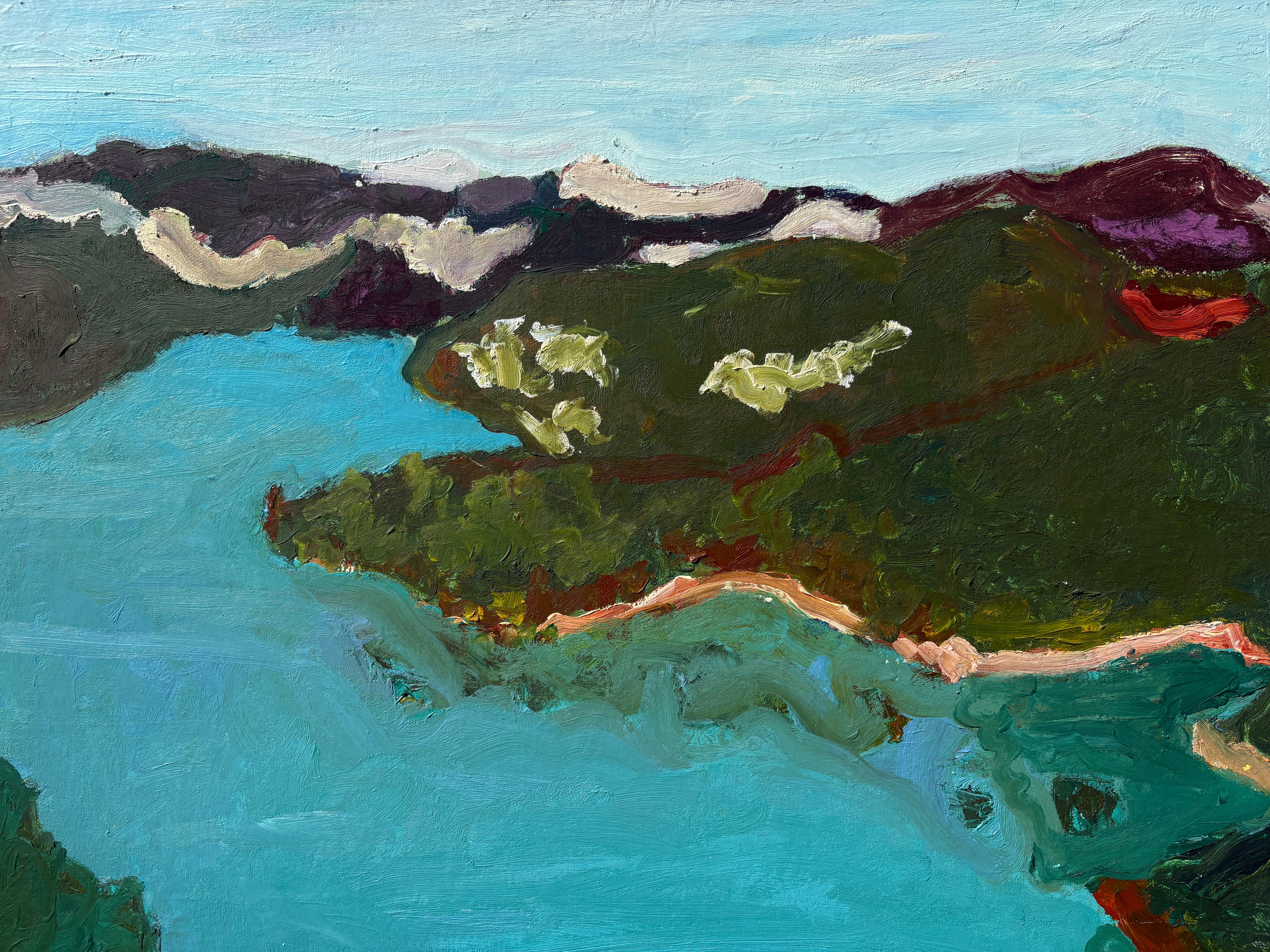 'Hudson River' by Betsy Podlach - Contemporary Fauvist Landscape River Painting For Sale 6