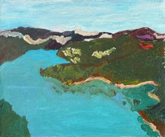 Río Hudson" de Betsy Podlach - Pintura fauvista contemporánea de paisaje fluvial