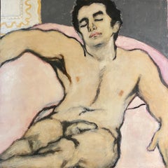 'Young Man in Repose' by Podlach - Figurative Nude Young Man -Large Contemporary