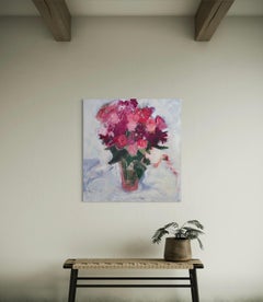 'Roses' by Betsy Podlach - Red and Pink Flowers - Still-Life Oil Painting