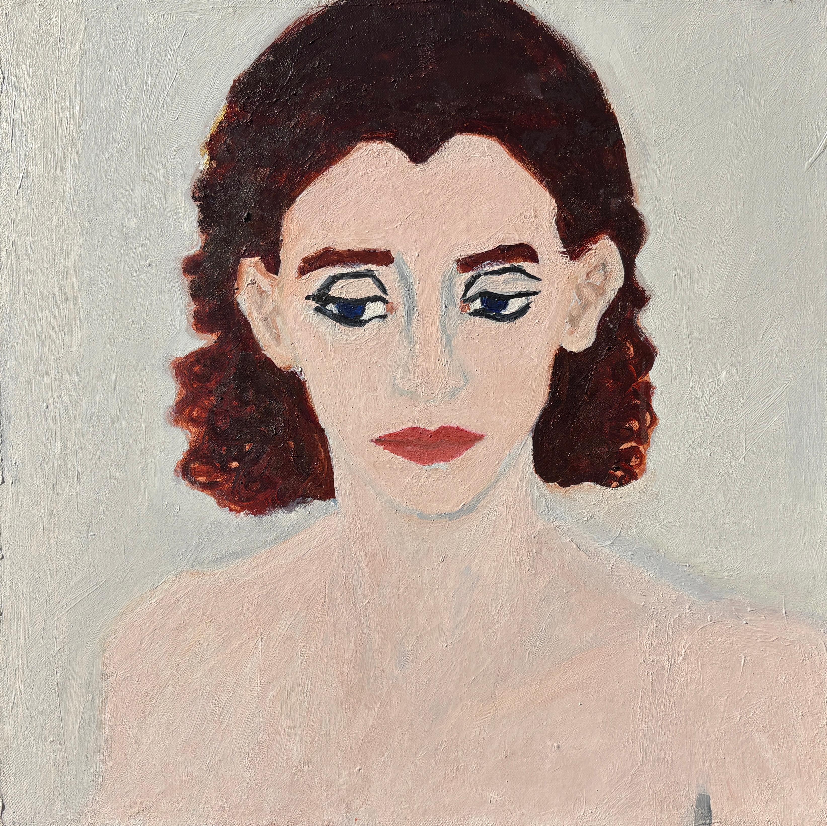 "Autoritratto con labbra rosse" di Podlach - Self-Portrait su sfondo bianco