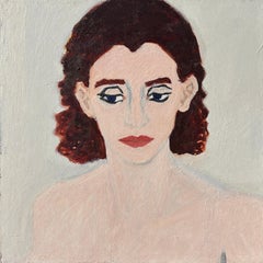 "Autorretrato con labios rojos" de Podlach - Autorretrato sobre fondo blanco