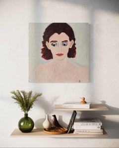 "Self Portrait with Red Lips" by Podlach - Self Portrait Over White Background