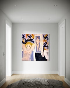 « The Couple and the Bunny » de Betsy Podlach - Peinture figurative de nu fauviste