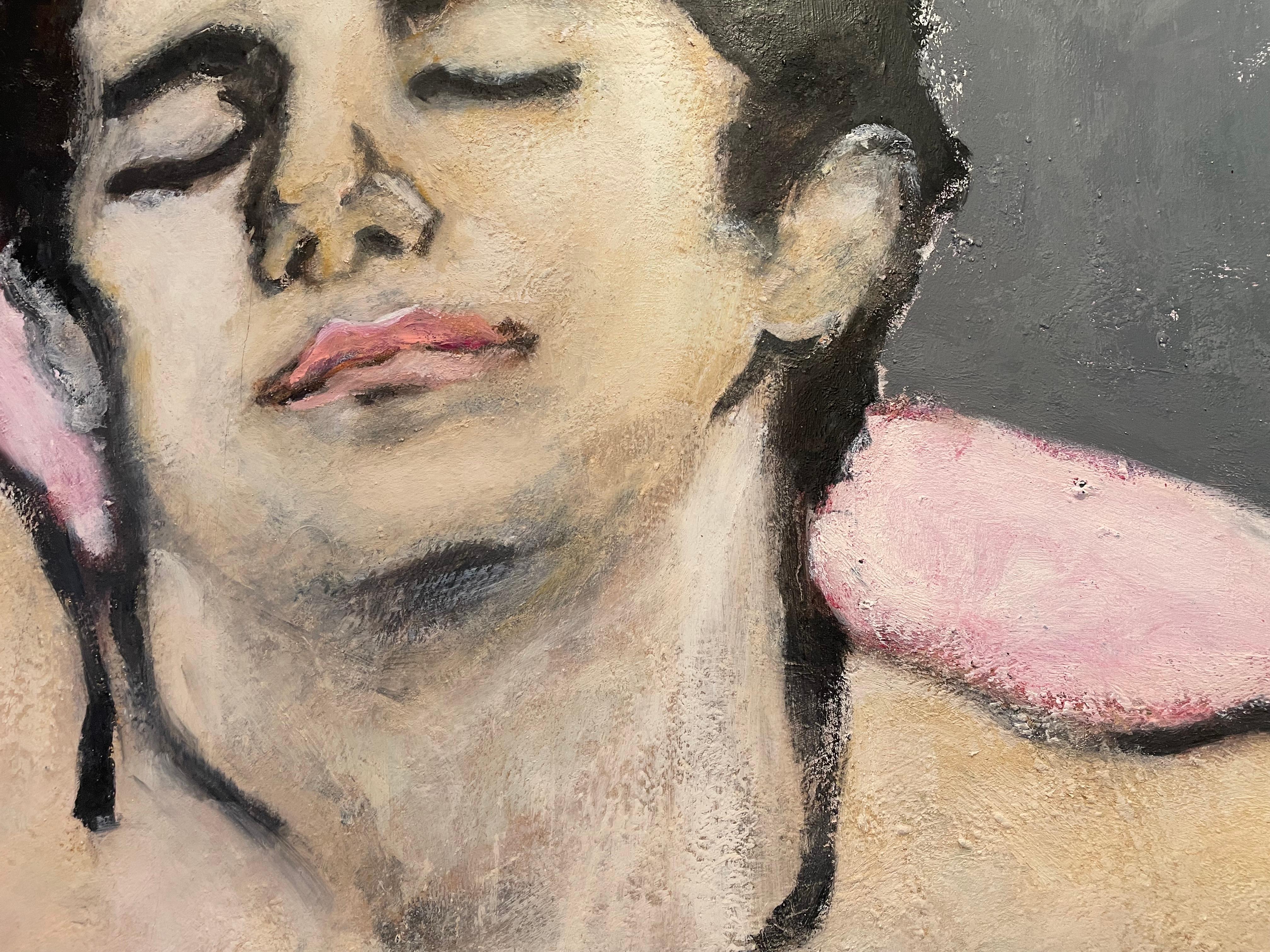 'Young Man in Repose' by Podlach - Large Figurative Nude Young Man Painting  For Sale 1