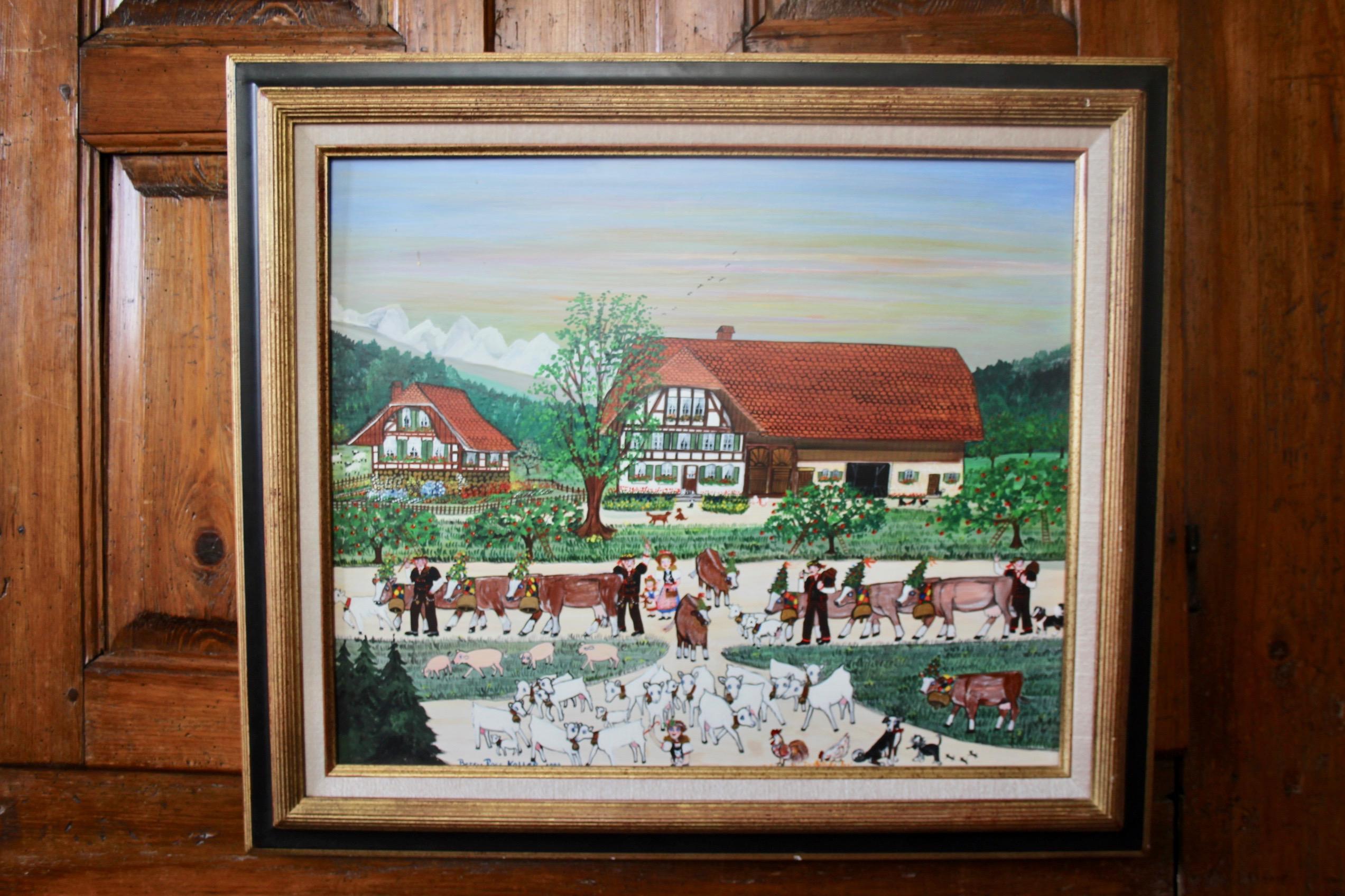Betsy Ross Koller poya painting title Home from the alps and dated 1993