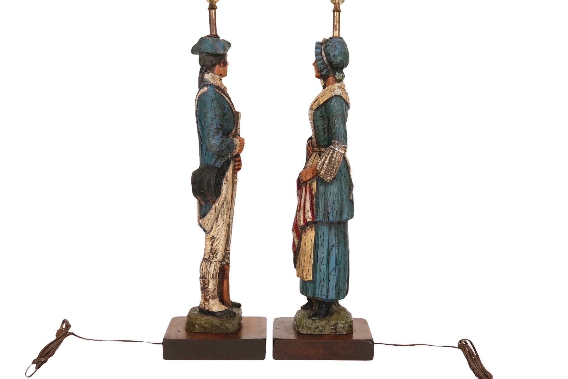 American Colonial Betsy Ross & Minuteman Table Lamps, Set of 2 For Sale