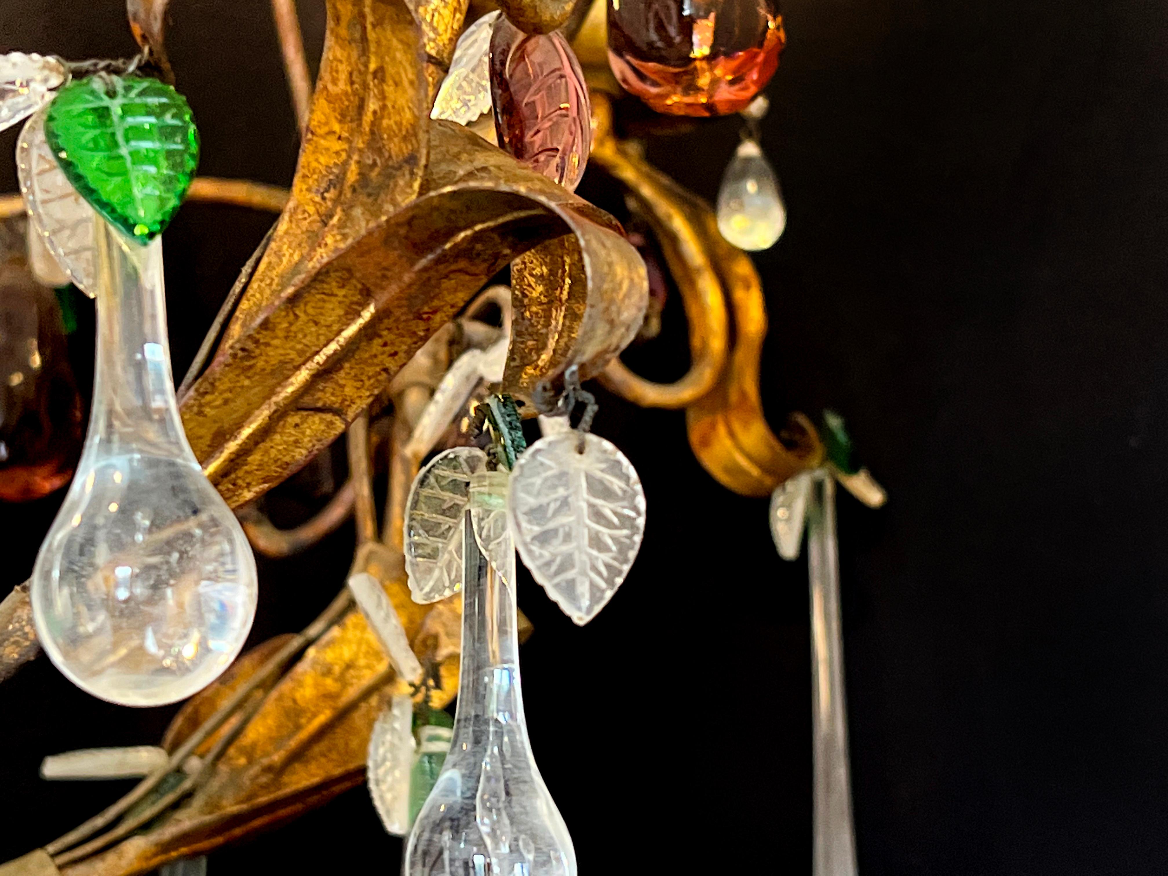 Bette Davis Fruits Murano Chandelier 1950s In Good Condition For Sale In Budapest, HU