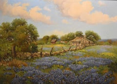 "TEXAS FENCELINE IN BLUE" TEXAS HILL COUNRY