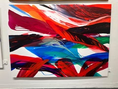 "Flames of Passion", Bette Ridgeway, 56x78, Acrylique/Toile, Fluid Contemporary