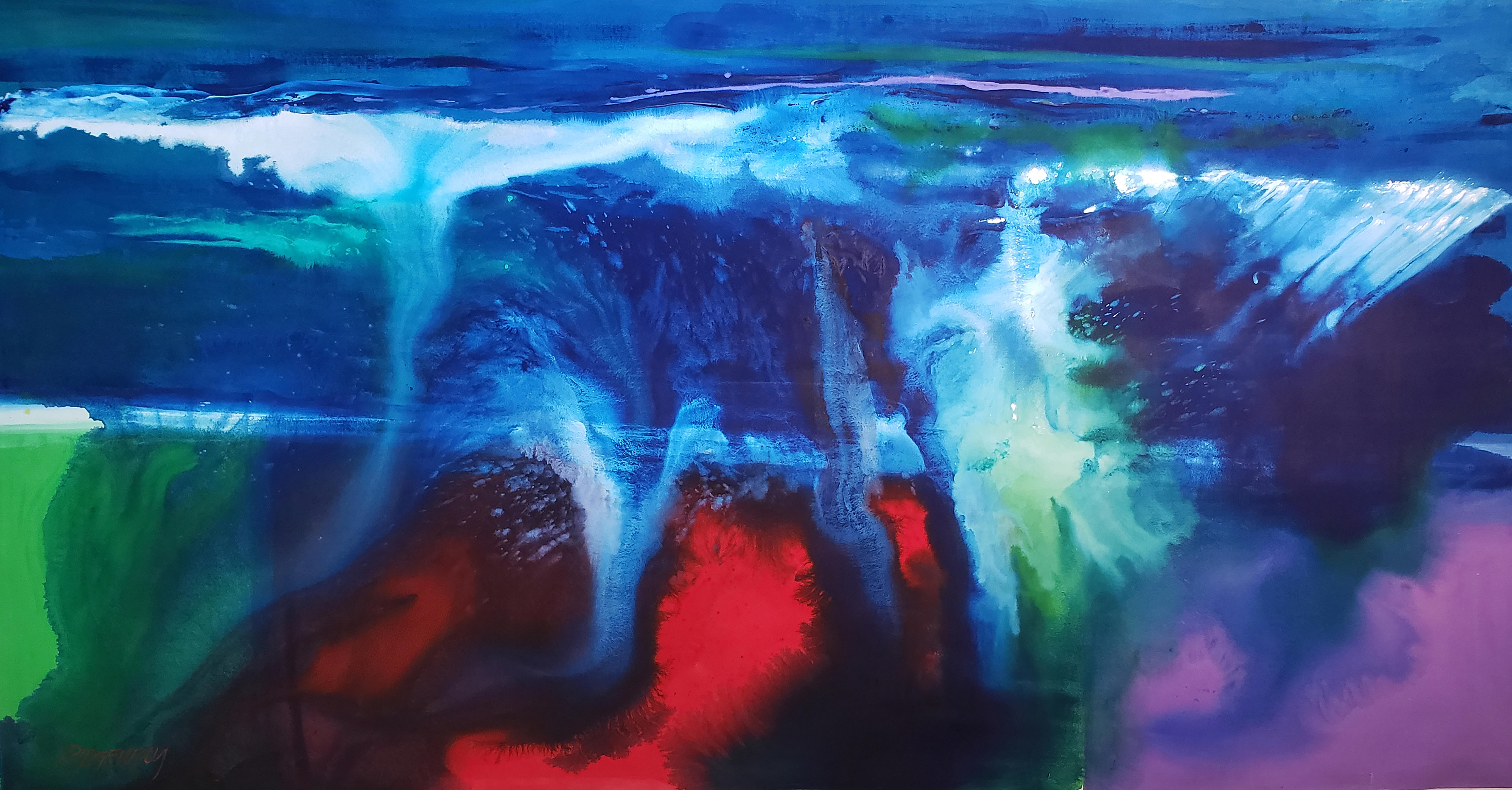 "On Beyond Blue", Bette Ridgeway, 66x128, Acrylique/Canvas, Fluid Contemporary Art