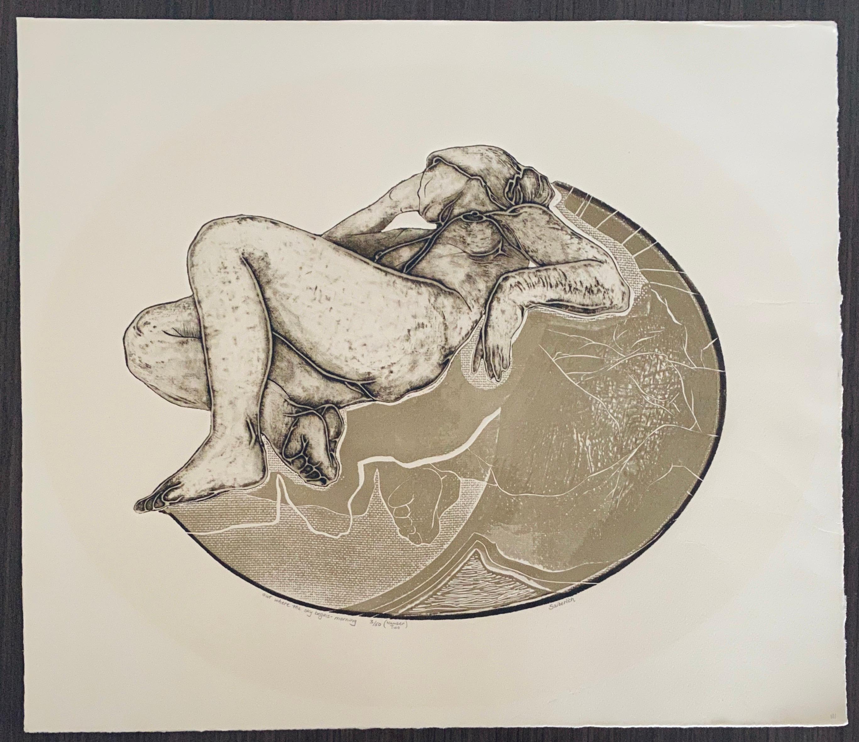 Gravure à l'eau-forte avec aquatinte Impression Femmes couchées en vente 1