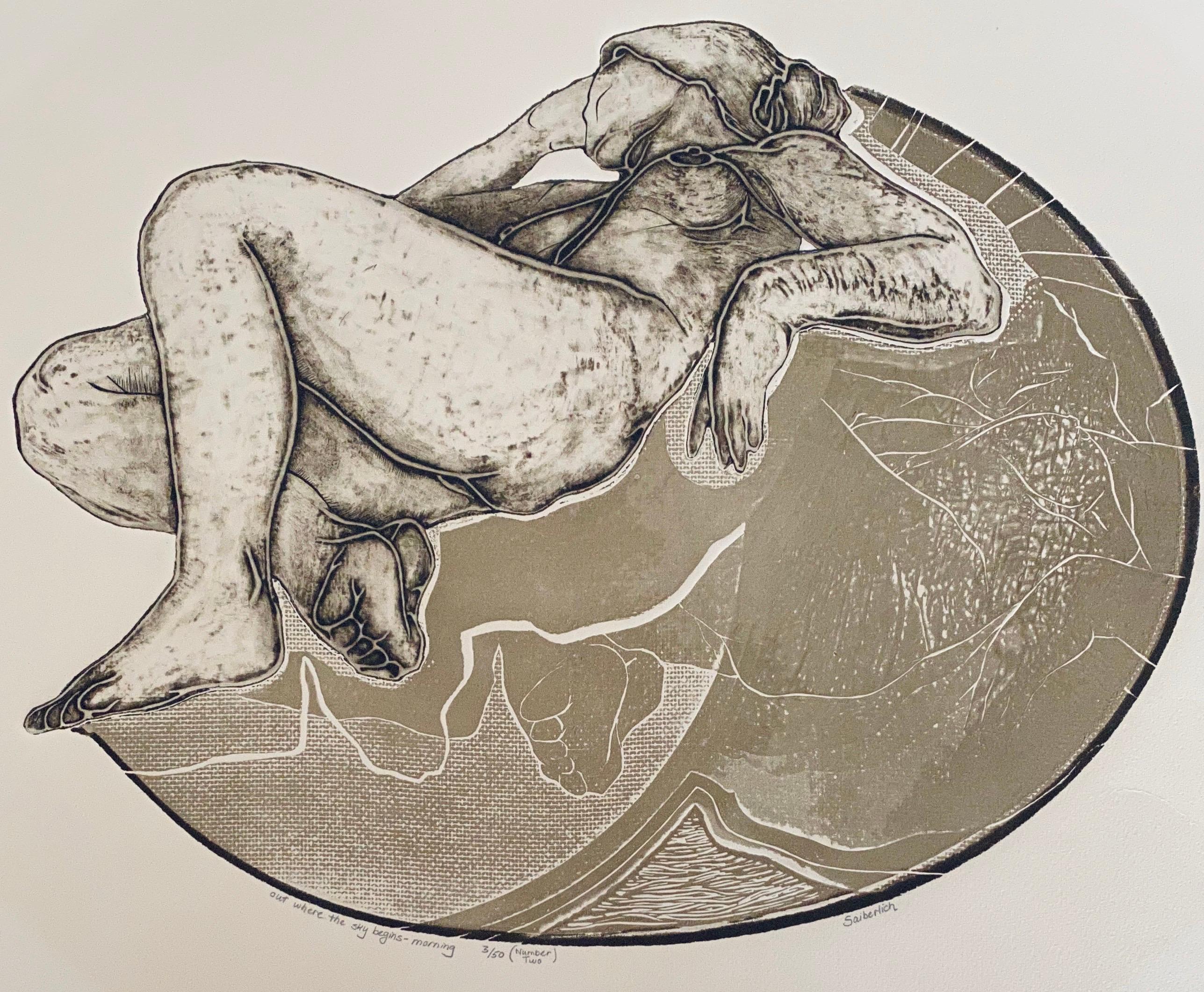 Gravure à l'eau-forte avec aquatinte Impression Femmes couchées en vente 2