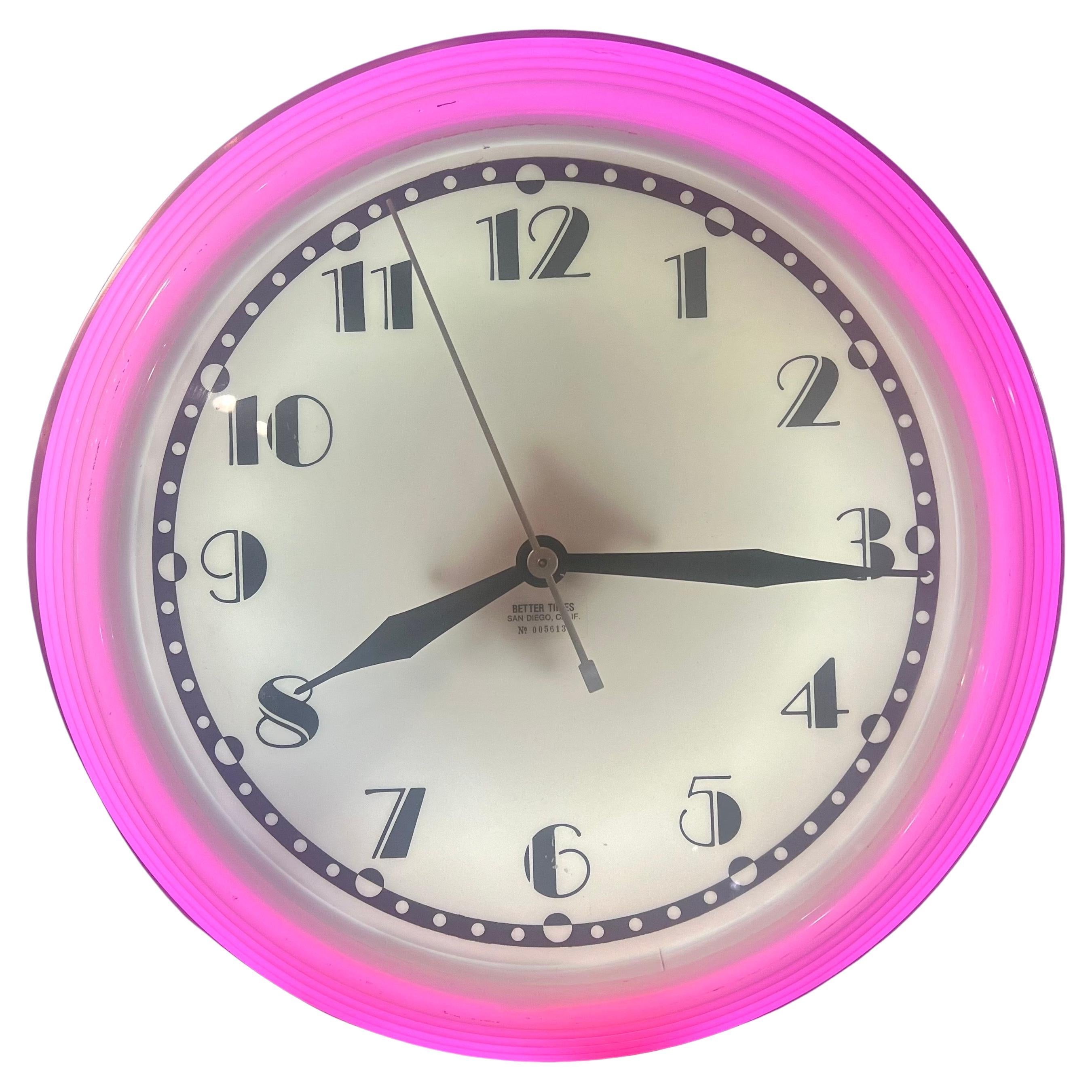 American Better Times Neon Art Deco Diner Bubble Electric Wall Clock  For Sale