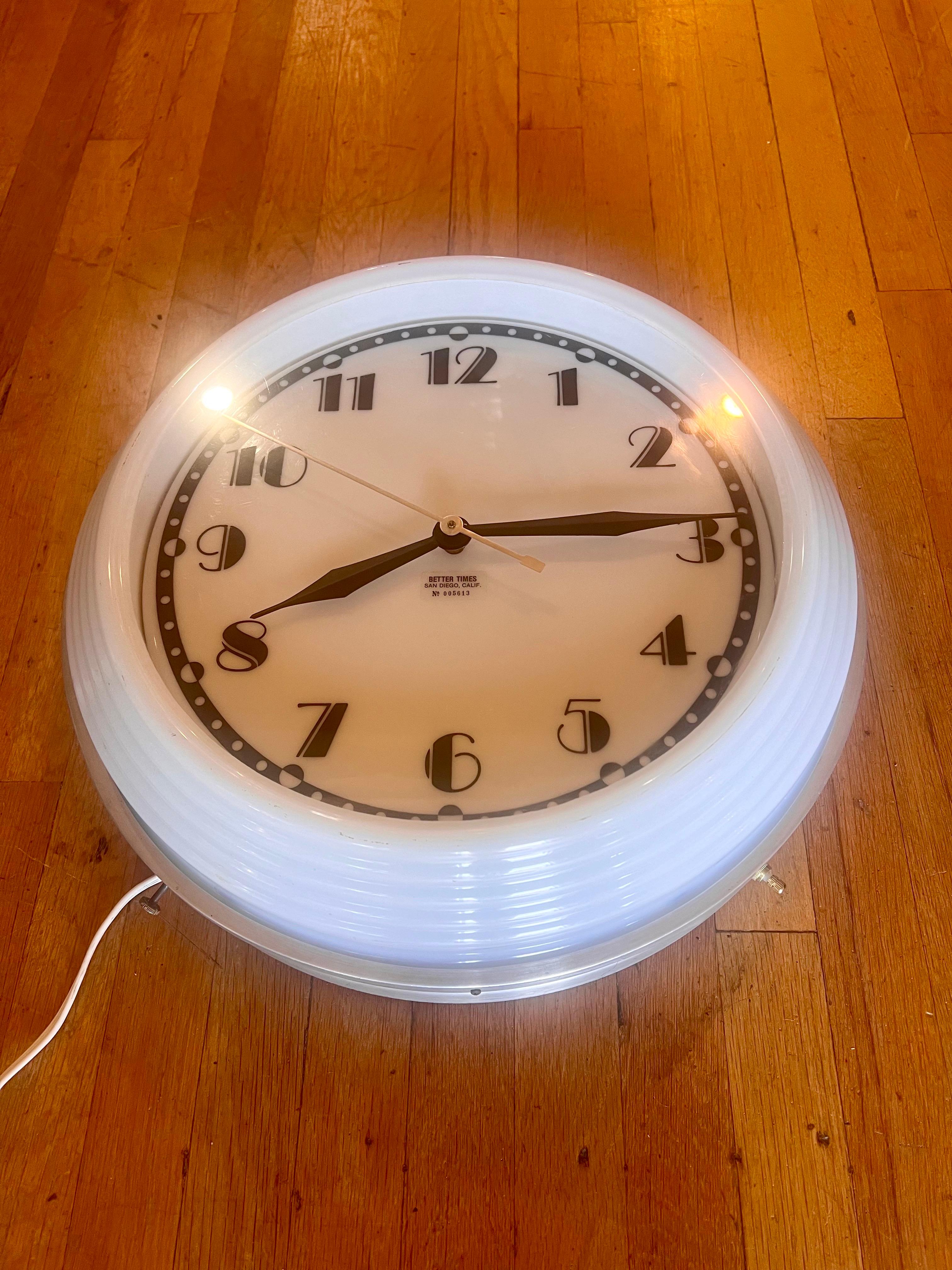 20th Century Better Times Neon Art Deco Diner Bubble Electric Wall Clock  For Sale