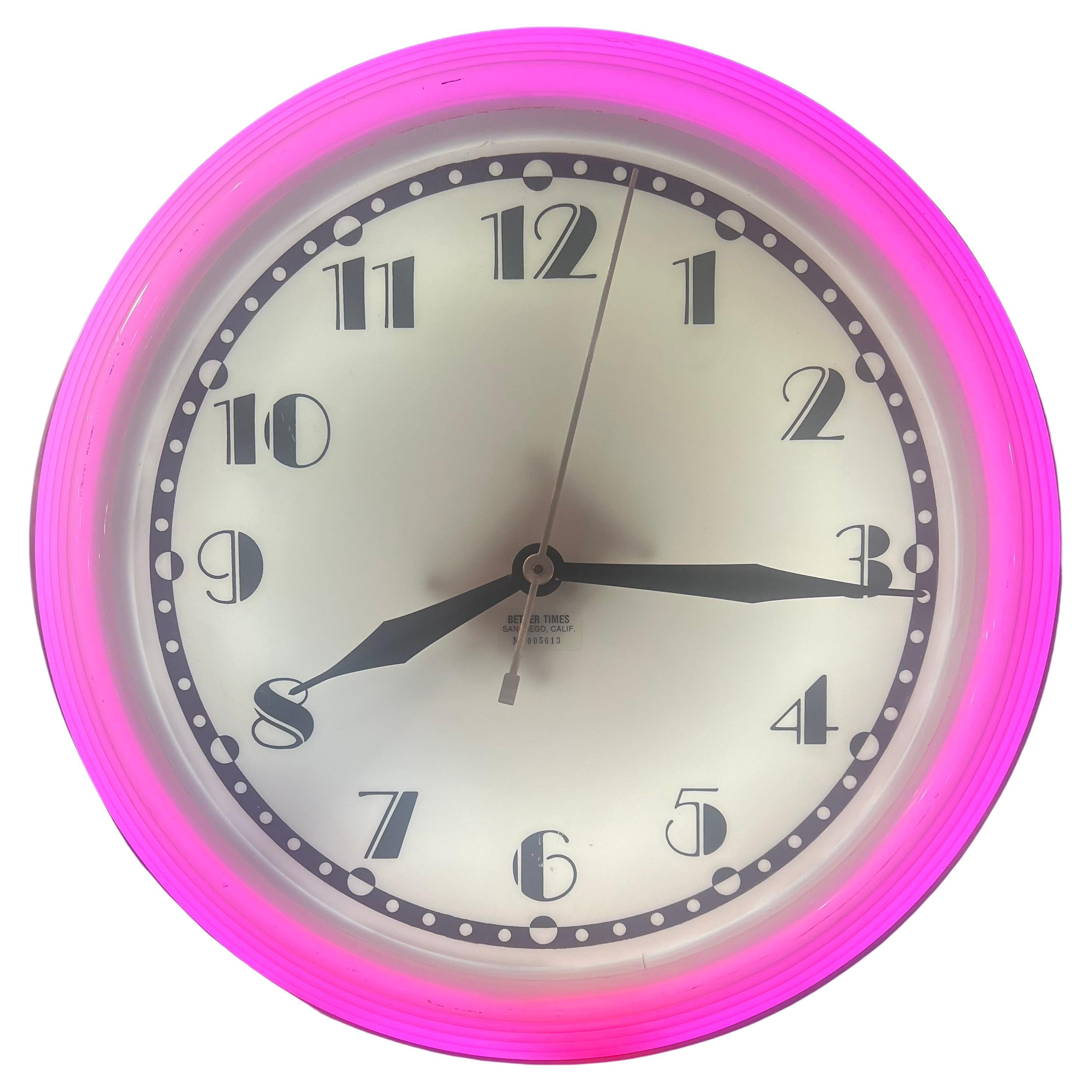 Better Times Neon Art Deco Diner Bubble Electric Wall Clock  For Sale