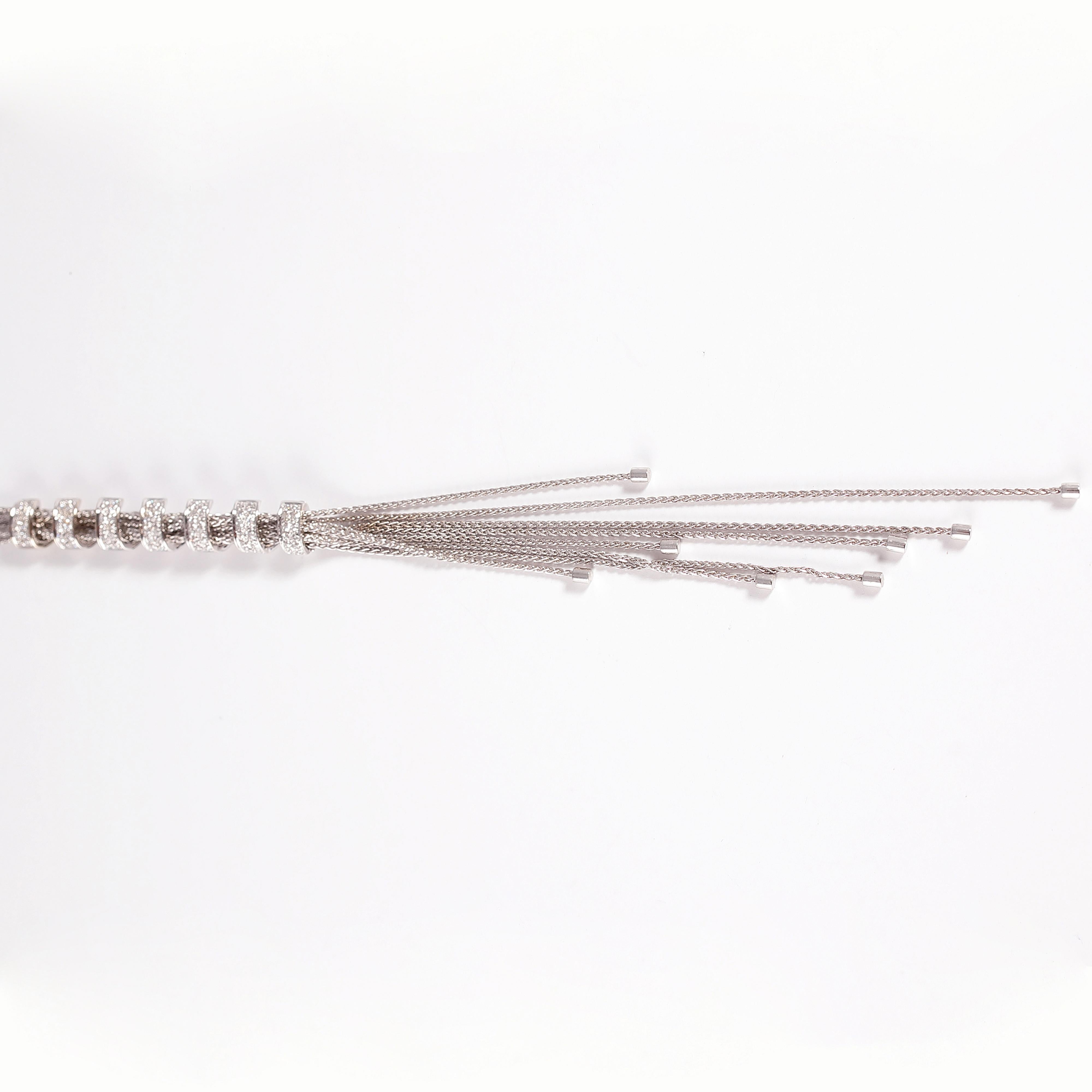 Collier en or blanc Betterridge à multiples brins de diamants Unisexe en vente
