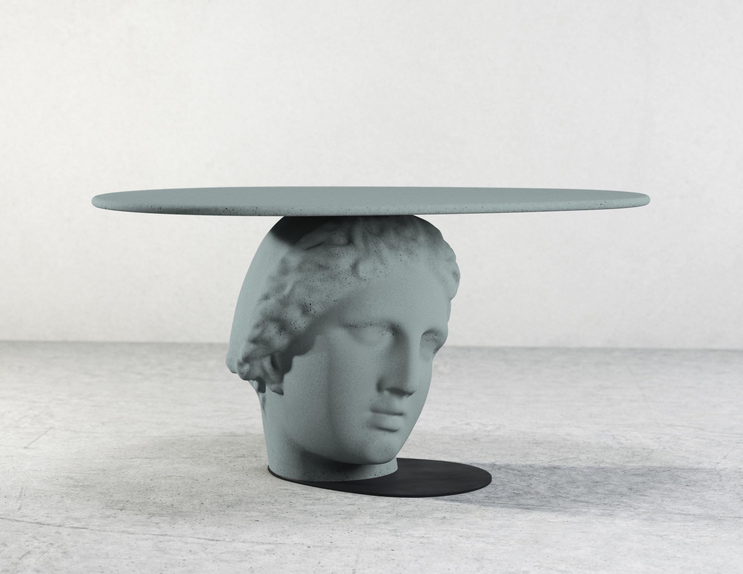 Classical Roman 21st Century Studio Irvine Betti Mod.II Coffee Side Table Concrete Beige Cement For Sale