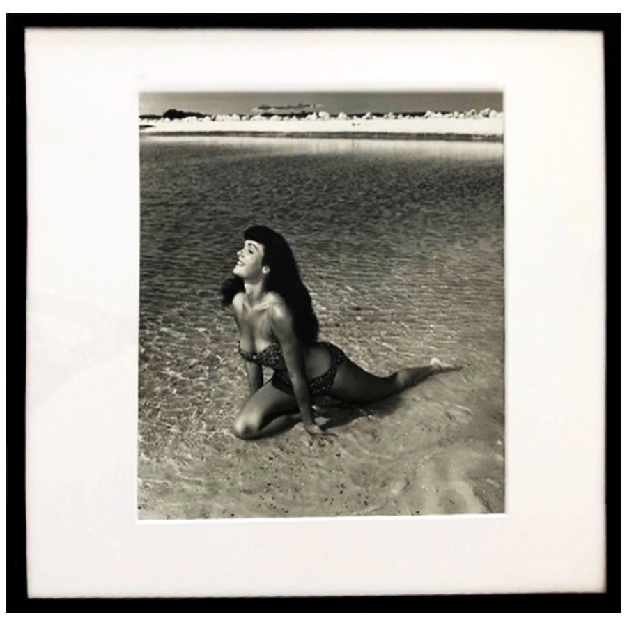 Bettie Page 'Kneeling in Surf', Key Biscayne, FL, 1954