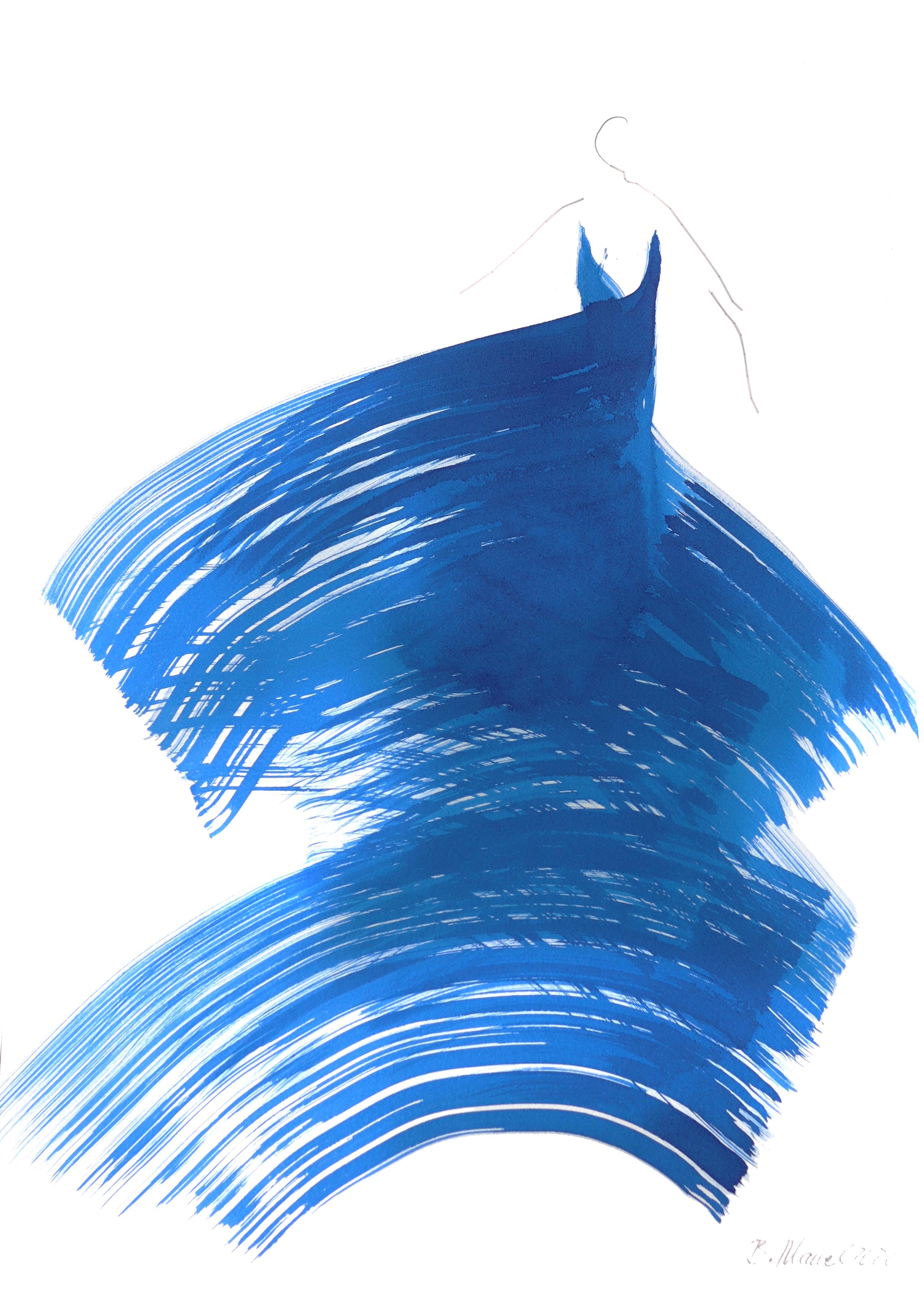 The Blue Dress 5 - Mixed Media Art by Bettina Mauel