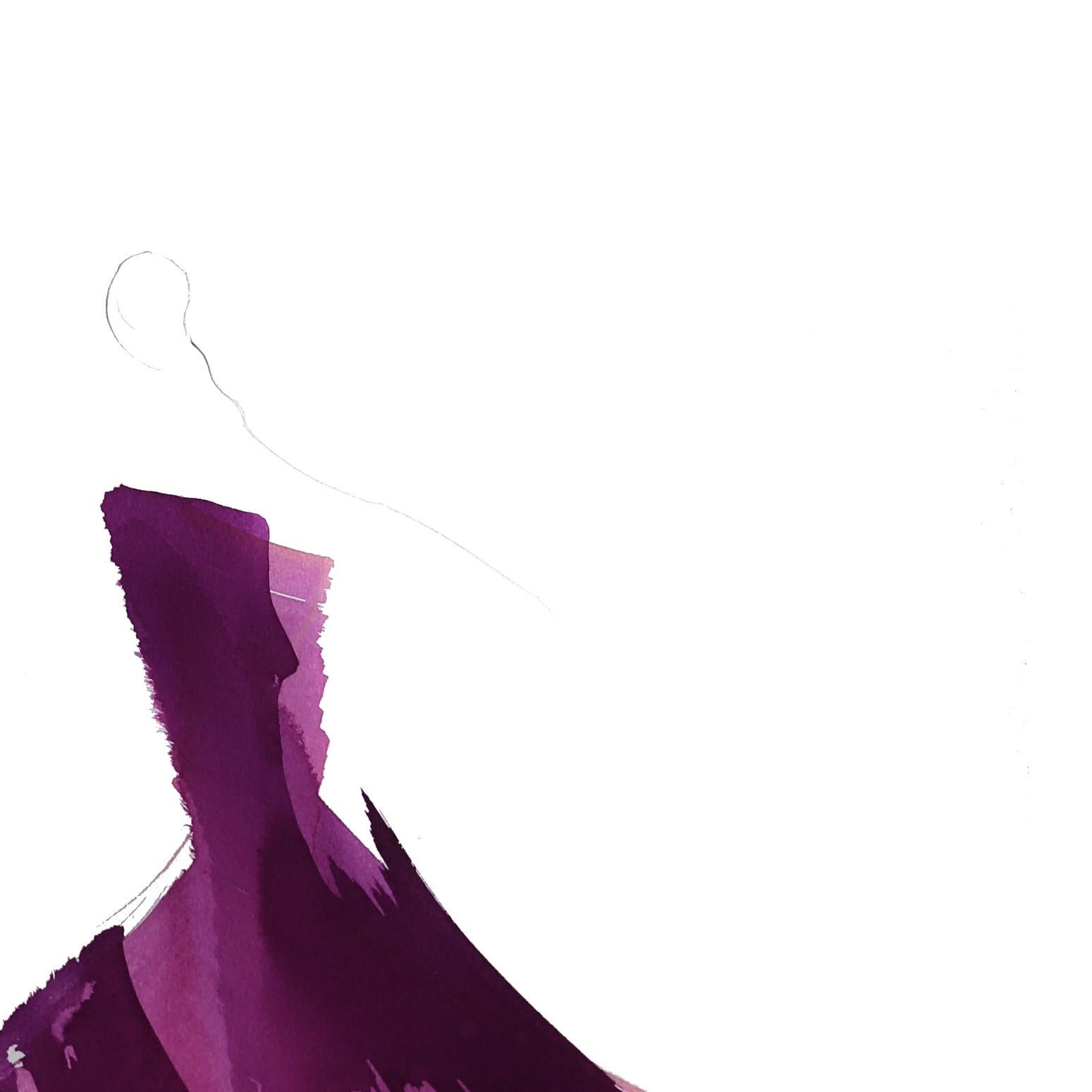 The Purple Dress 4 - œuvre d'art originale à l'encre en vente 1