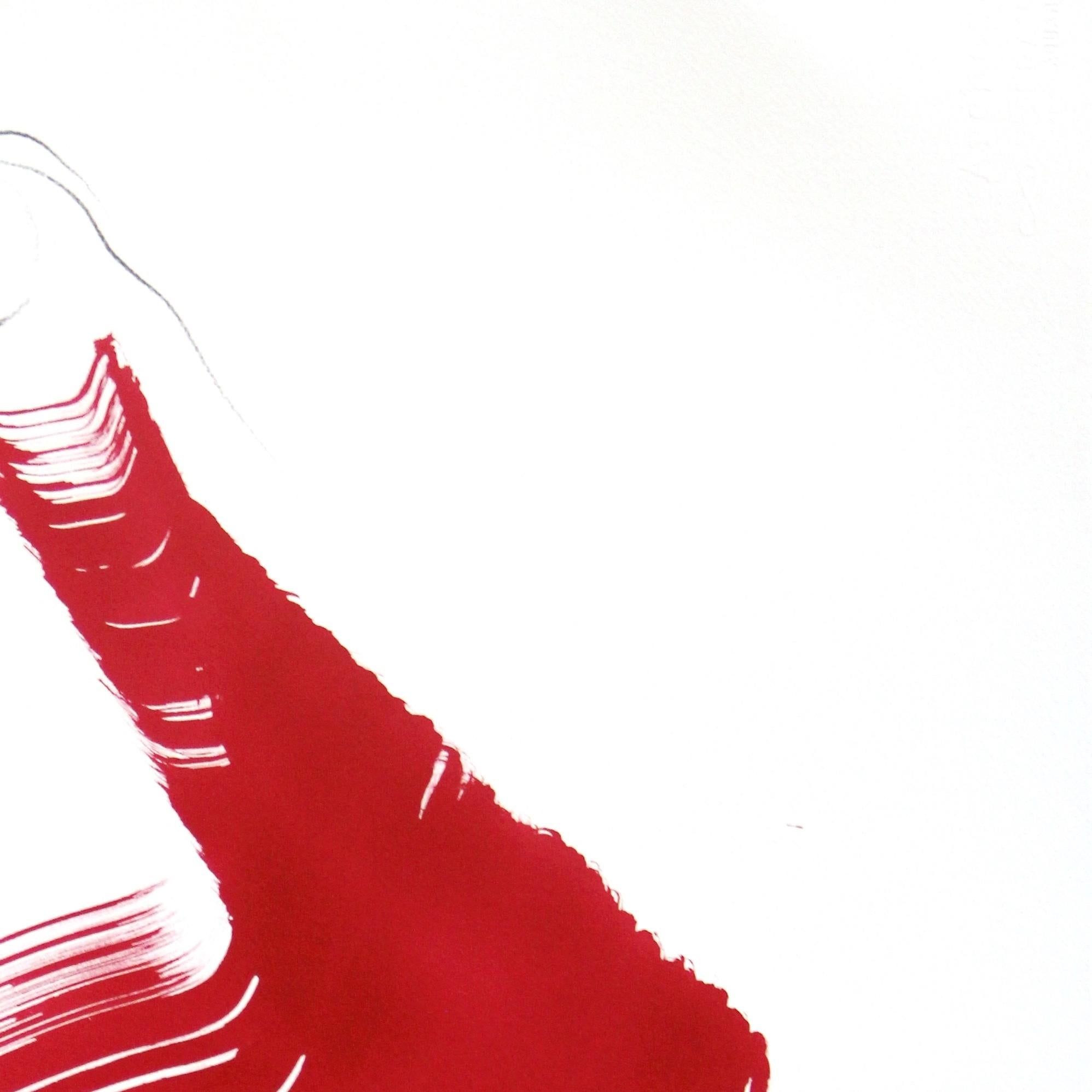 The Red Cloth 92 - Abstrait Painting par Bettina Mauel