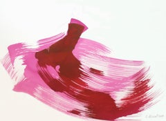 The Violet Dress 14 - Pink and Red Minimalist Figurative Ink Painting