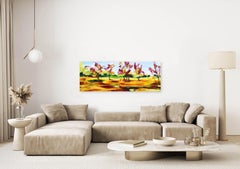 Autumn - Large Modern Serene Contemporary Landscape Trees Oil Painting