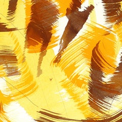 Autumn Tree 2 - Original Abstract Yellow and Brown Tone Ink Painting on Paper