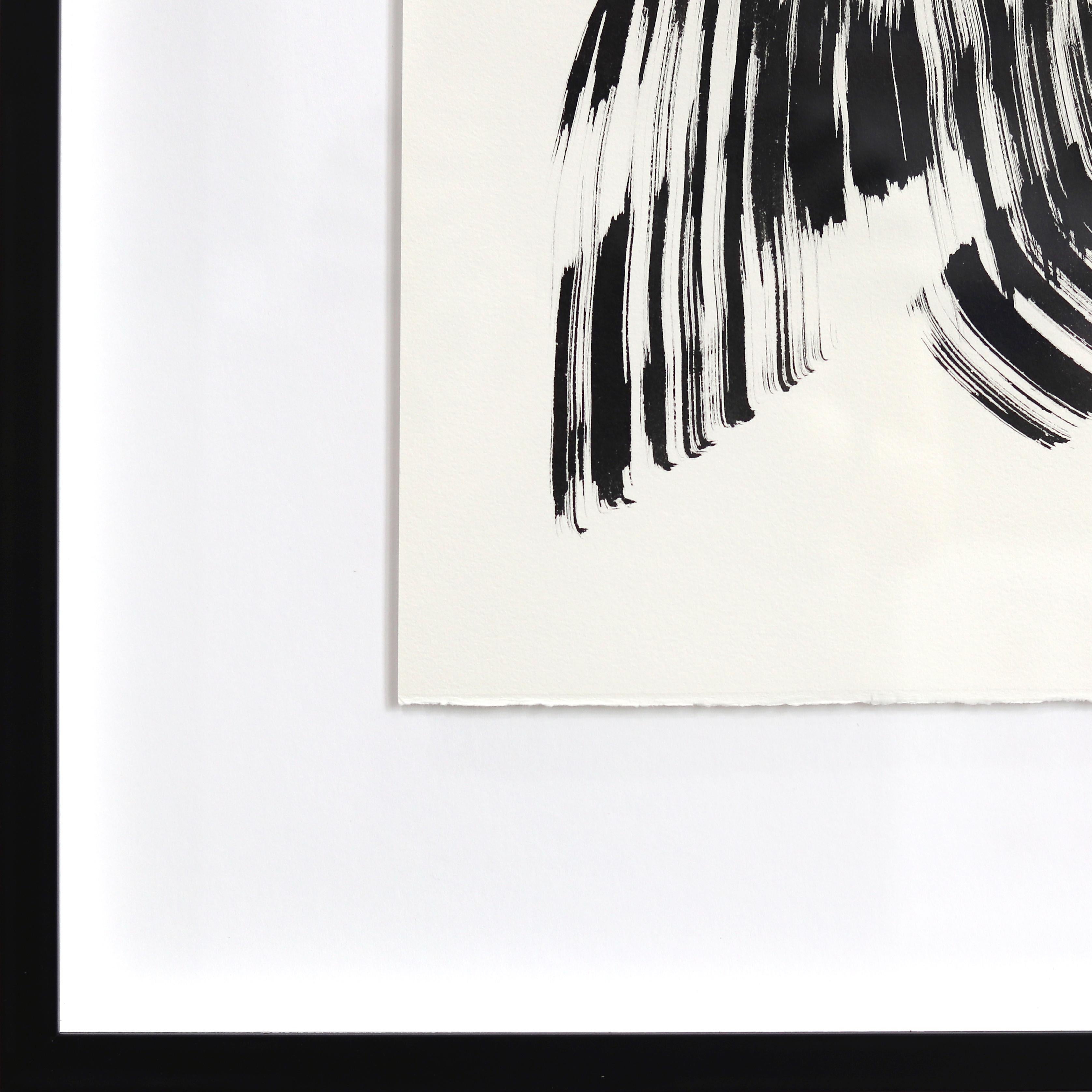 Schwarze Schönheit 11 - Minimalistisches figuratives gerahmtes Original-Tintegemälde auf Papier im Angebot 3