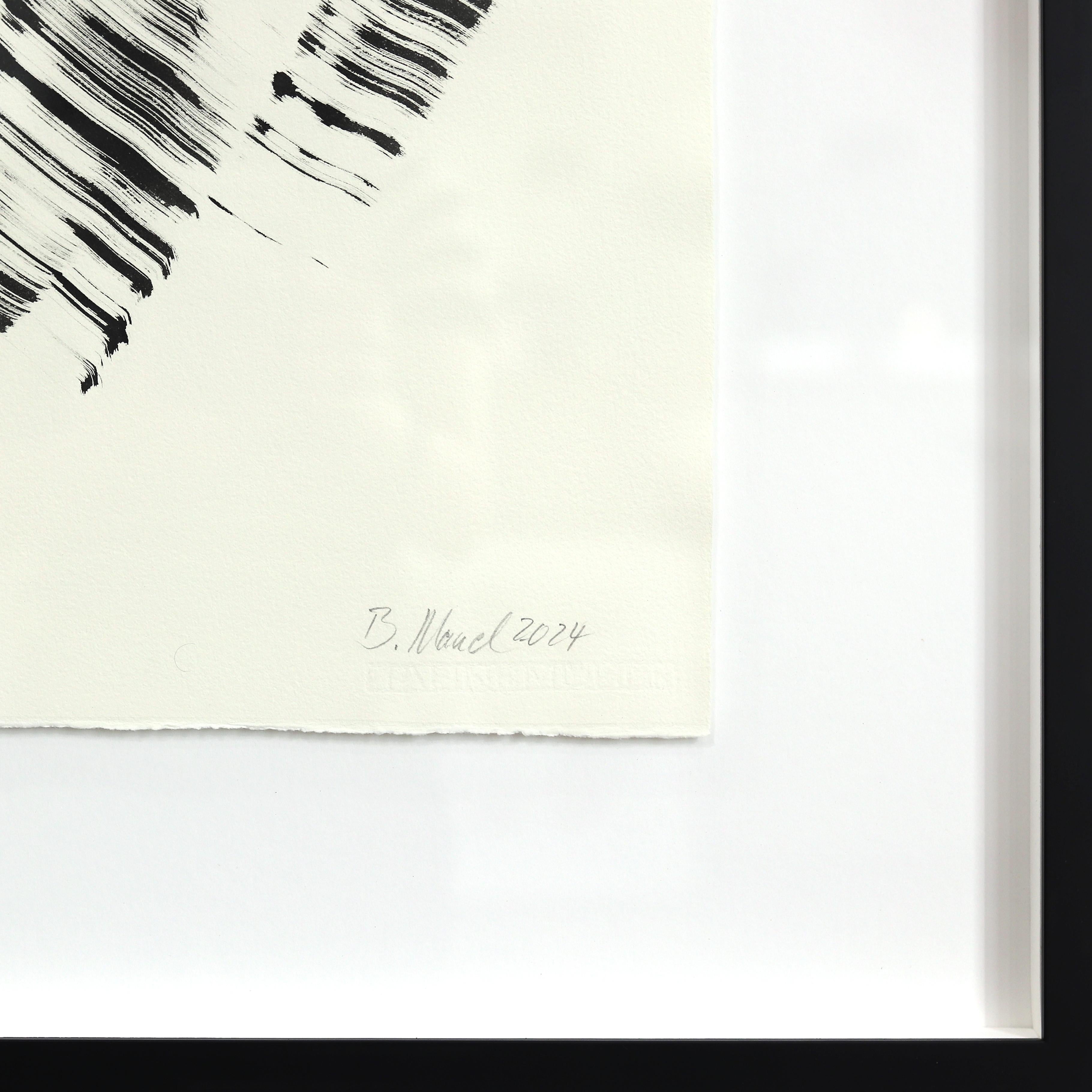 Schwarze Schönheit 11 - Minimalistisches figuratives gerahmtes Original-Tintegemälde auf Papier im Angebot 5