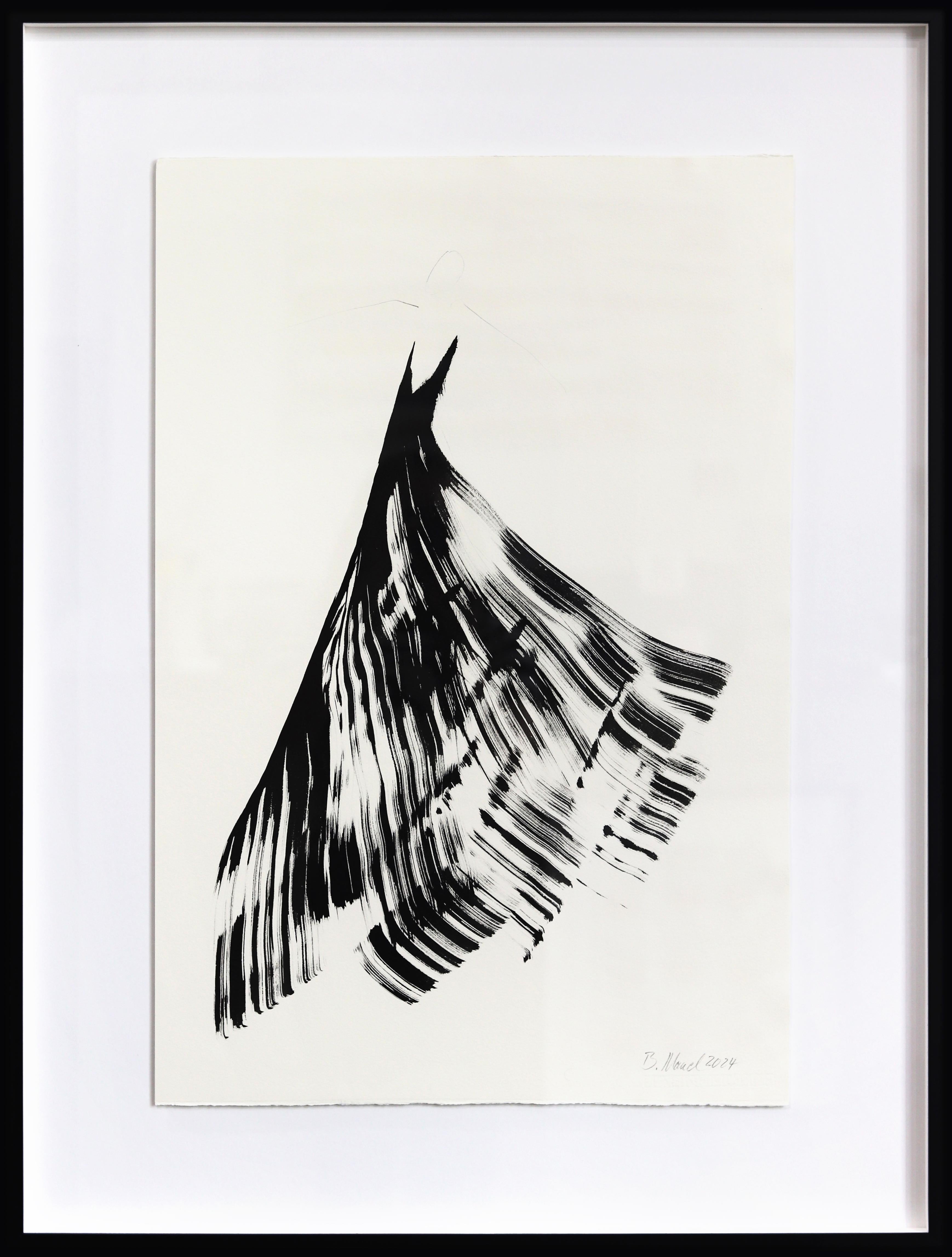 Black Beauty 11 - Peinture à l'encre originale encadrée figurative minimaliste sur papier