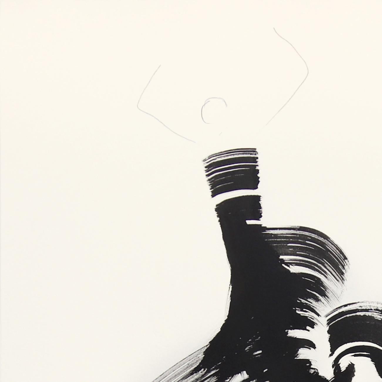 Black Beauty 14 - Peinture à l'encre originale figurative minimaliste sur papier - Blanc Abstract Painting par Bettina Mauel