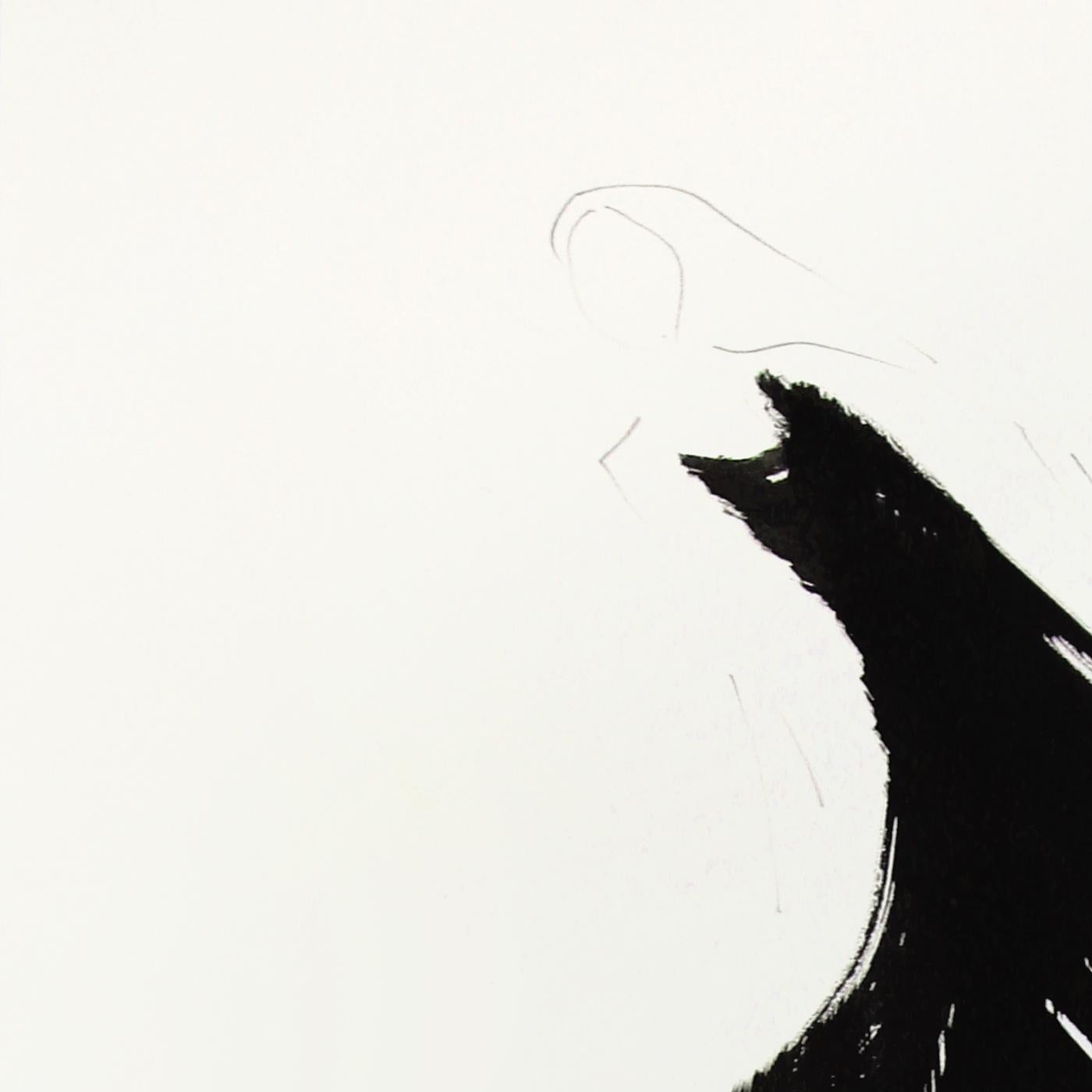 Black Beauty 4 - Pittura monocromatica minimalista a inchiostro figurato - Painting di Bettina Mauel