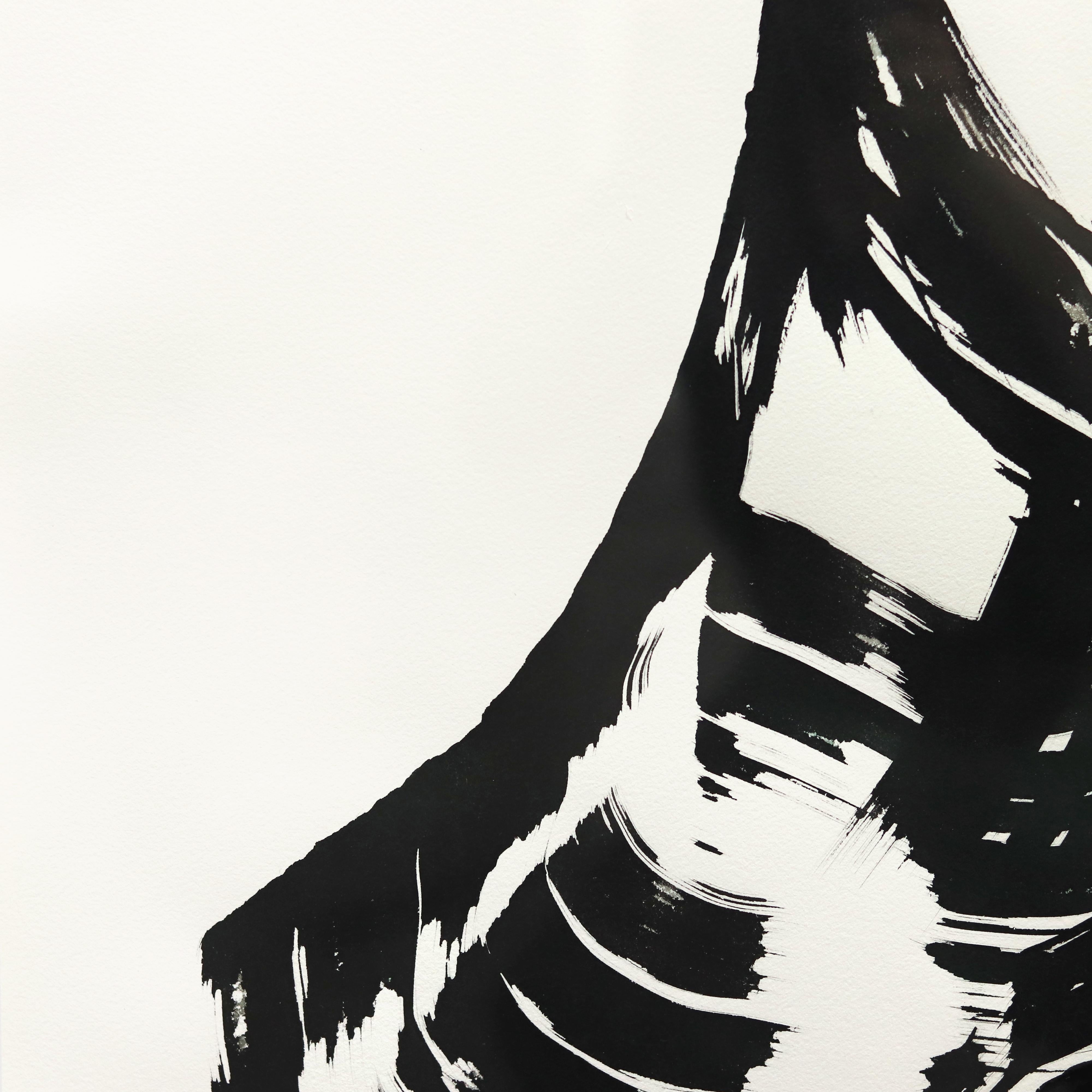 Belleza Negra 7 - Pintura Figurativa Minimalista a Tinta Original - Painting Abstracto de Bettina Mauel