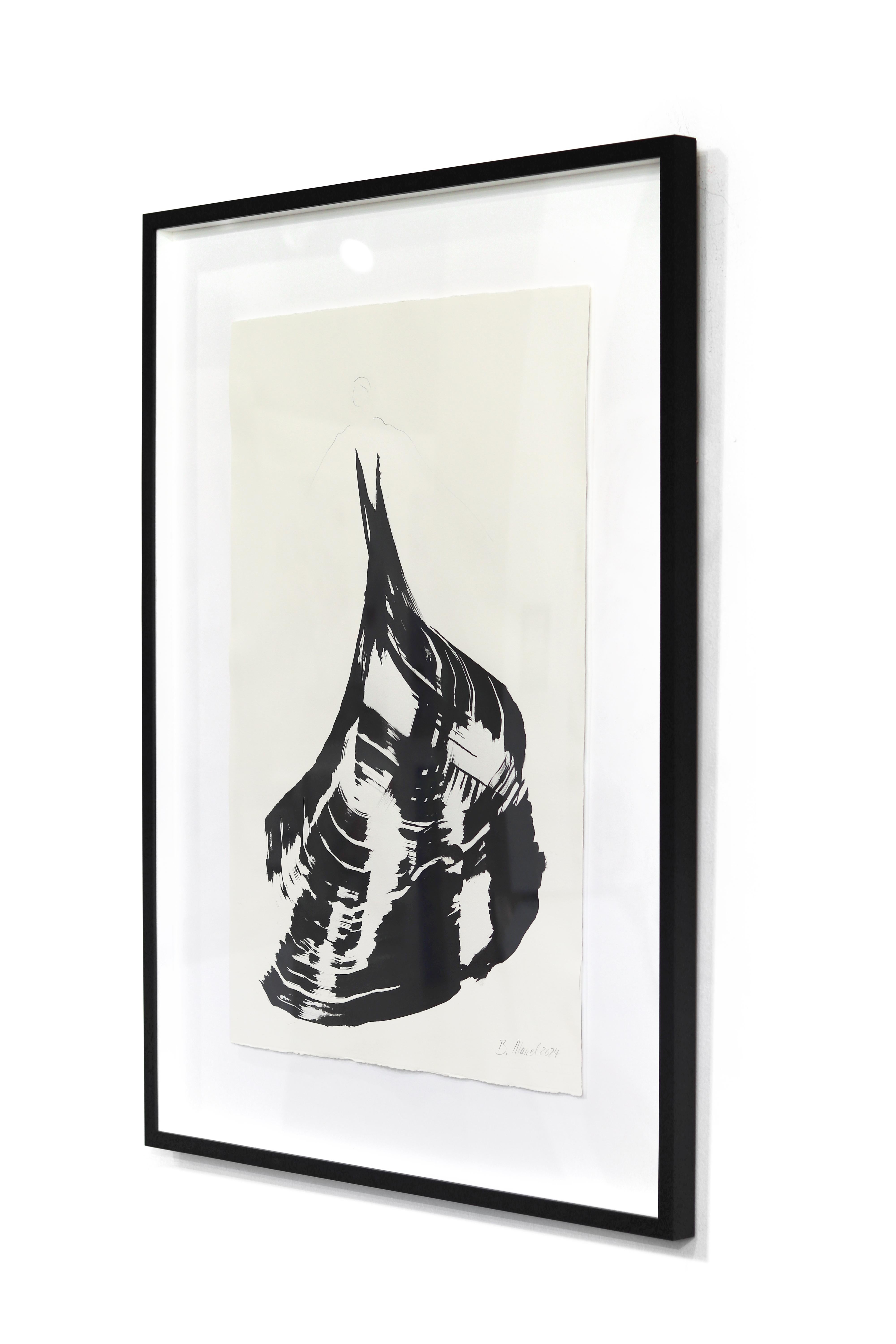 Belleza Negra 7 - Pintura Figurativa Minimalista a Tinta Original - Figurative Painting Negro de Bettina Mauel
