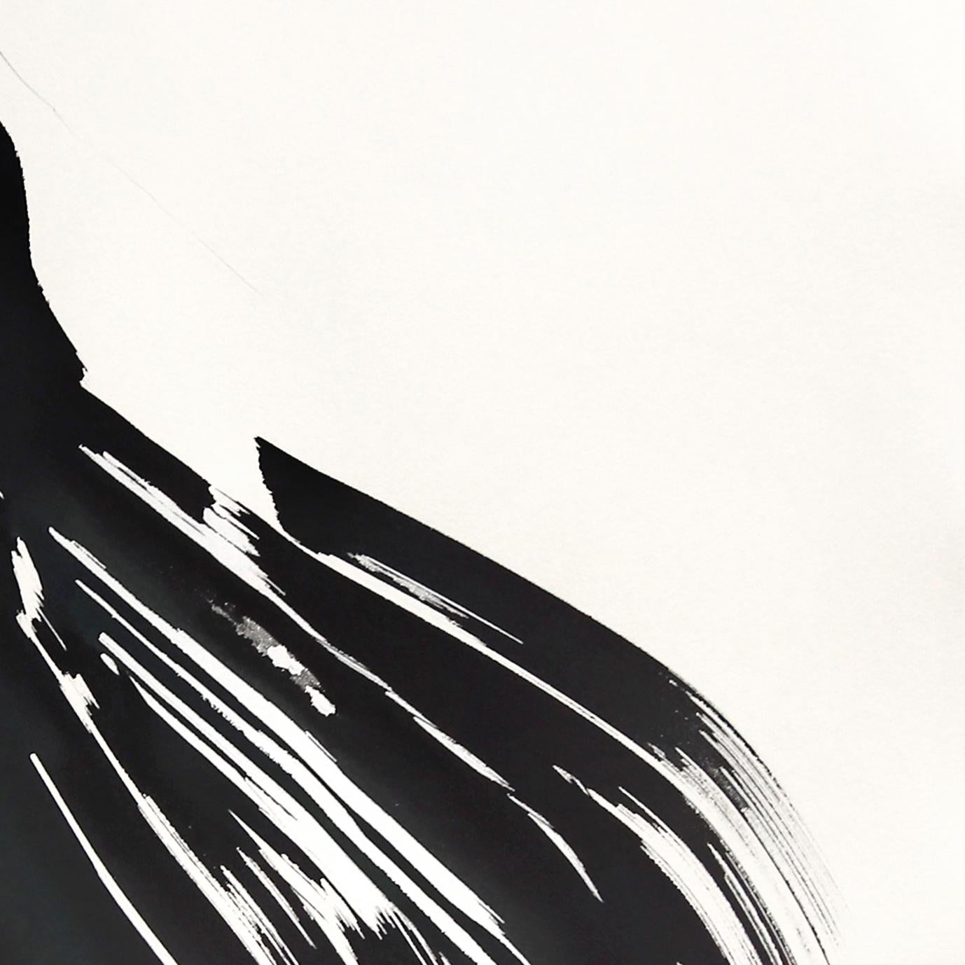 Belleza Negra 8 - Pintura Figurativa Minimalista en Tinta Original sobre Papel - Painting Abstracto de Bettina Mauel