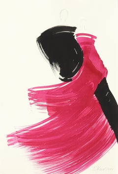 Dancers 26 - Minimalistisches figuratives Original-Gemälde mit roter und schwarzer Tinte auf Papier
