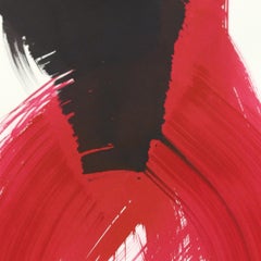 Bailarinas 27 - Pintura Figurativa Minimalista Original Tinta Roja y Negra sobre Papel