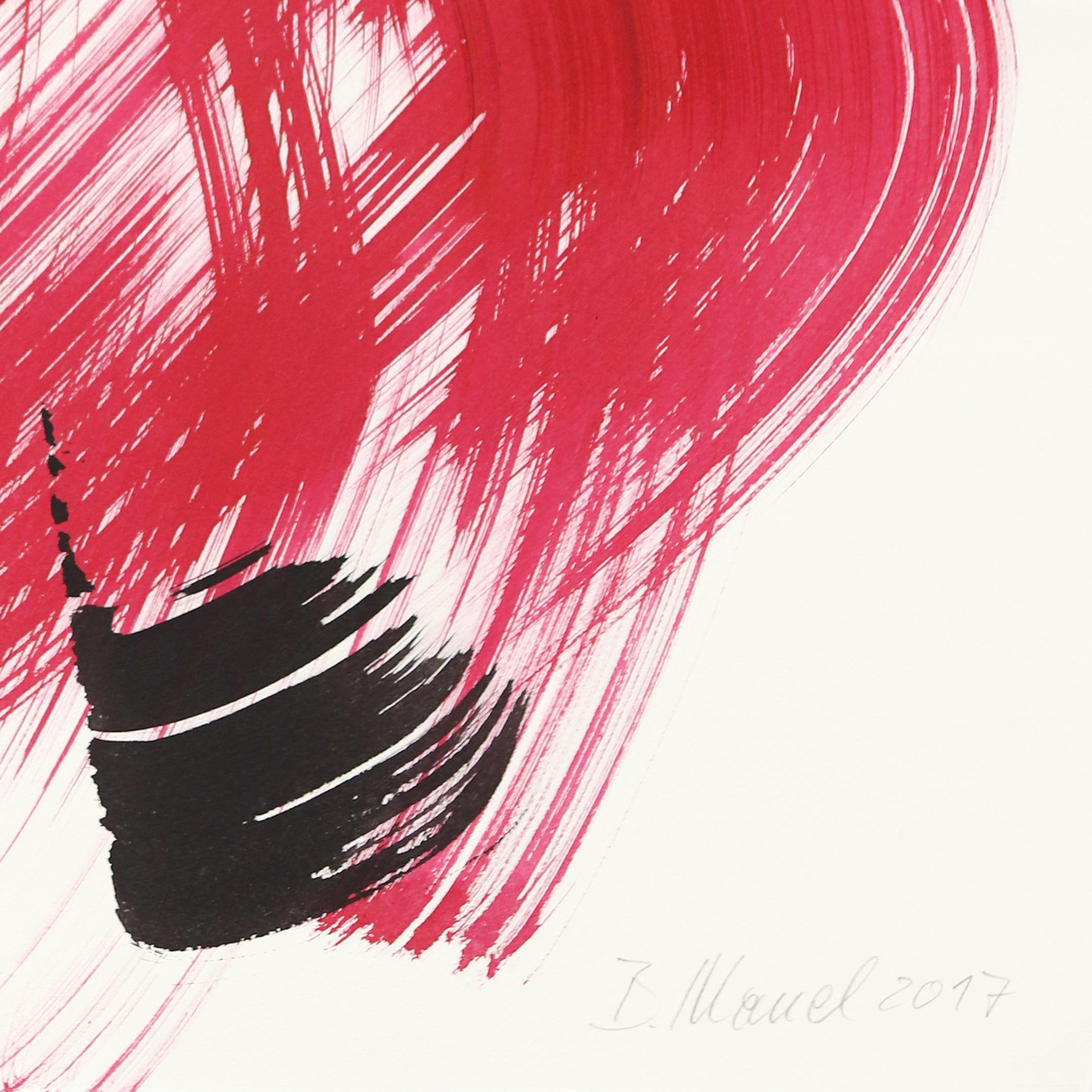 Bailarinas 27 - Pintura Figurativa Minimalista Original Tinta Roja y Negra sobre Papel en venta 1