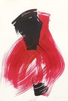 Dancers 27 - Minimalist Figurative Original Red and Black Ink Painting on Paper
