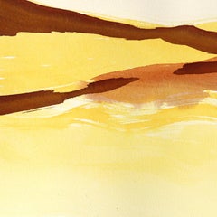 Golden Hour Landscape 1 - Abstract Expressive Warm Tone Ink Painting on Paper