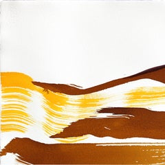 Golden Hour Landscape 2 - Abstrakte expressive Warmton-Tintenmalerei auf Papier